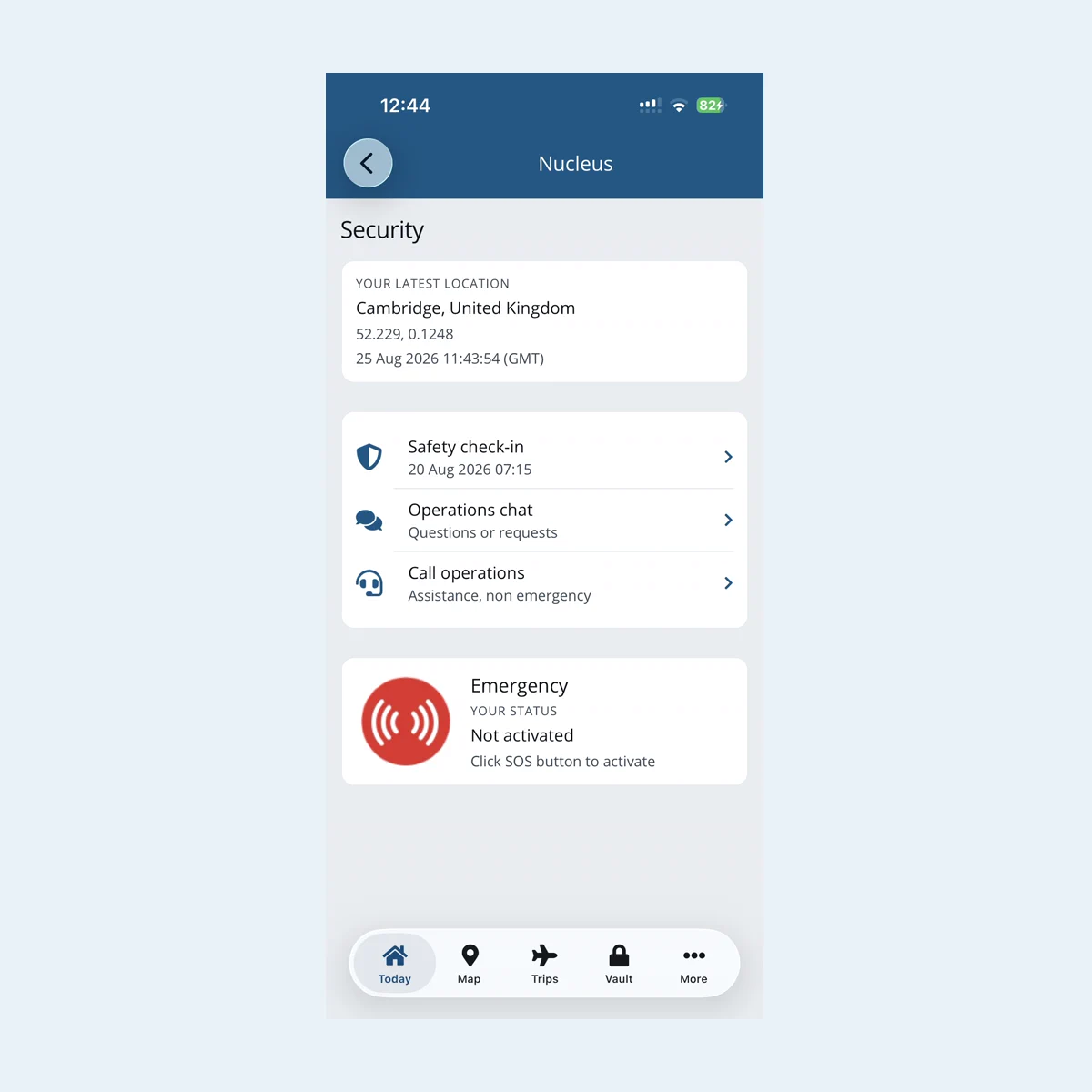 Safety check-in, operations chat and Emergency SOS in the Voyage Manager app